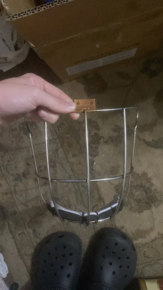 Rusted hinge hurling helmet guard - Image 1