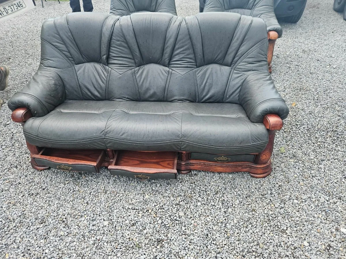 Sofa 3+1+1 real leather - Image 3