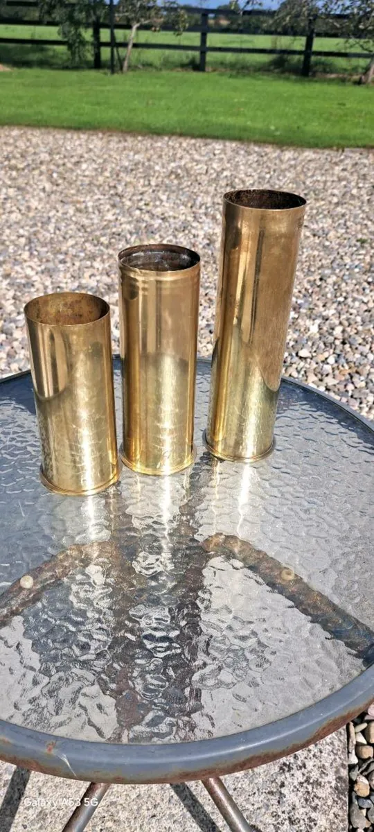 3 Old brass  shells - Image 1