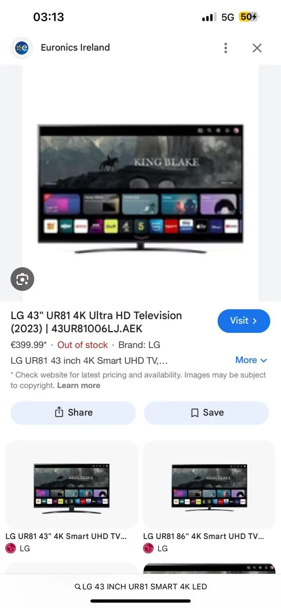 LG 43 INCH UR81 SMART 4K LED - Image 2