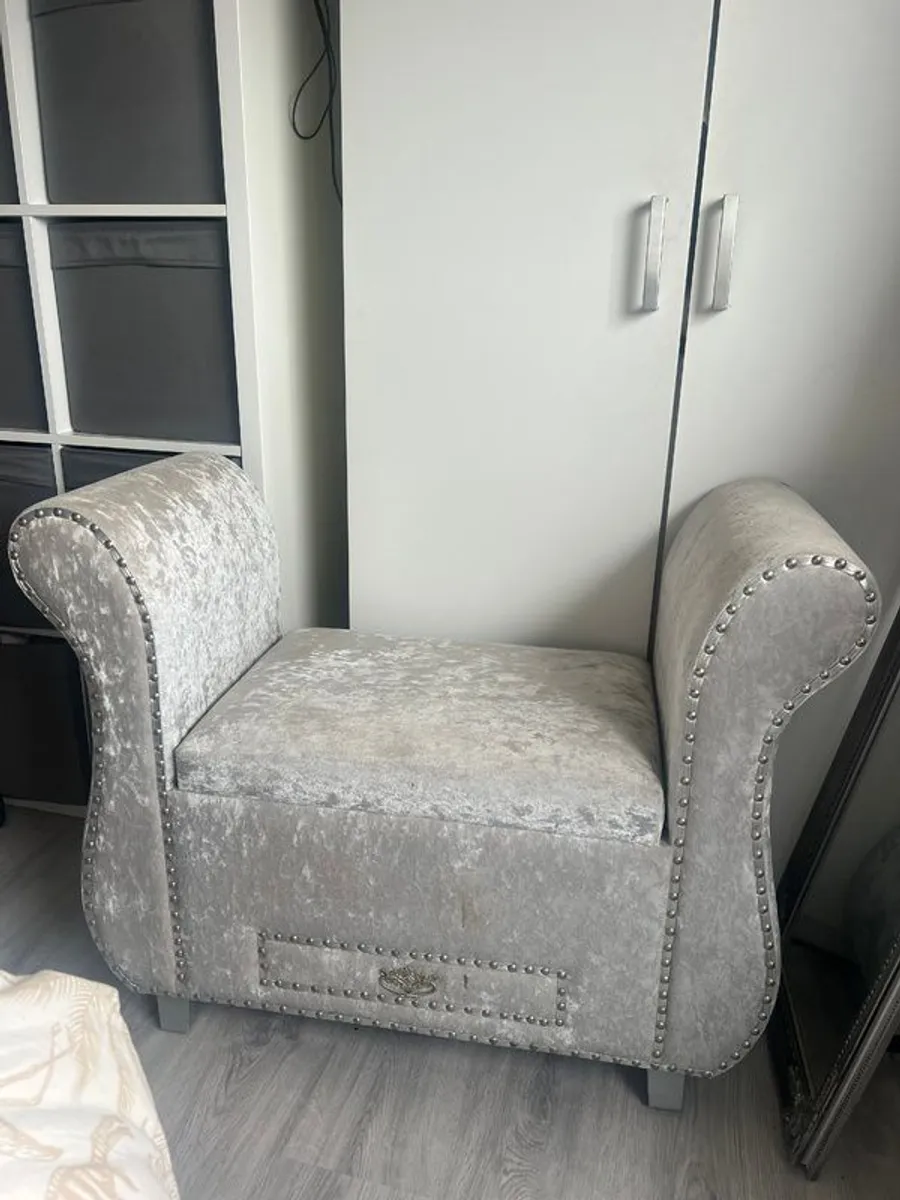 Desk & velvet storage chair - Image 1