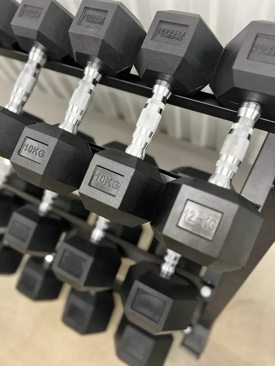 Hex Dumbbell 5kg-30kg Set & 3 Tier Rack - Image 3