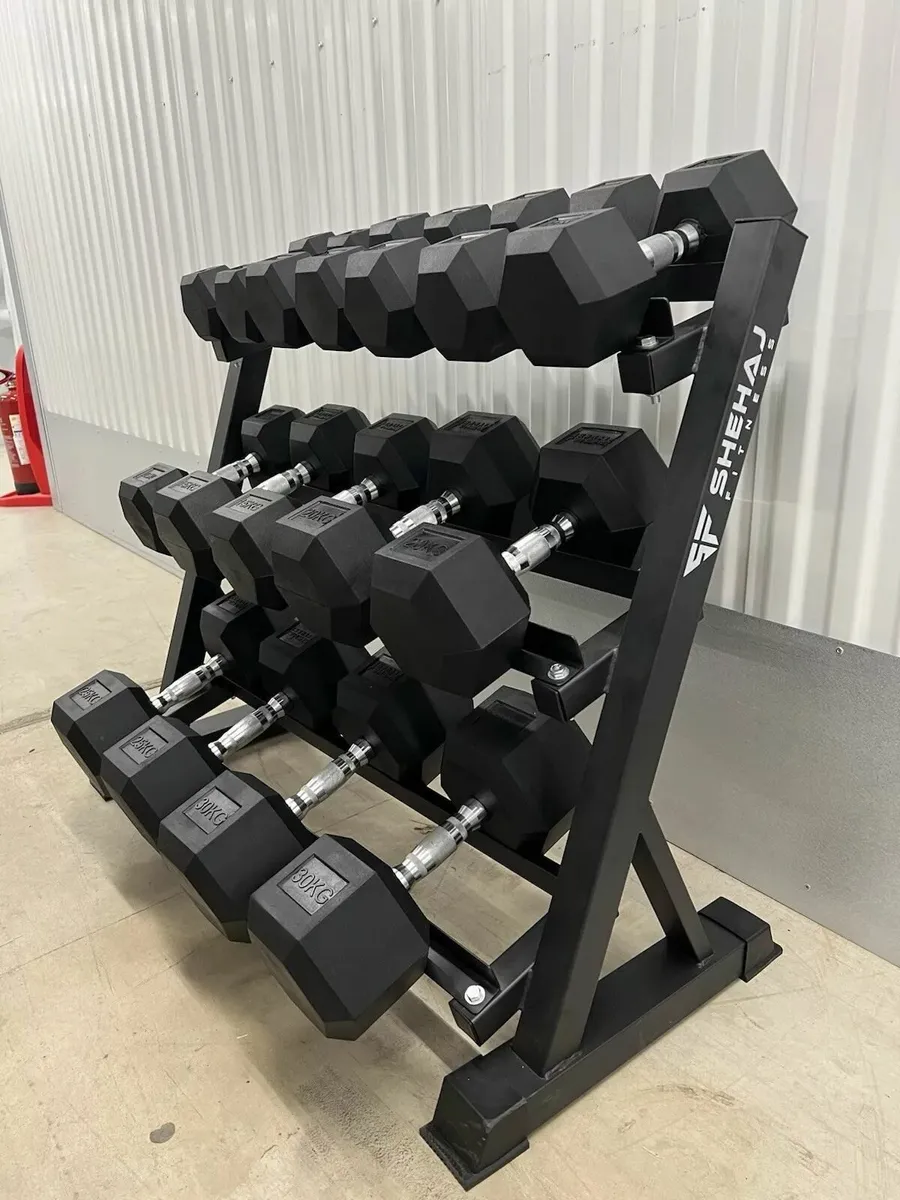 Hex Dumbbell 5kg-30kg Set & 3 Tier Rack - Image 4