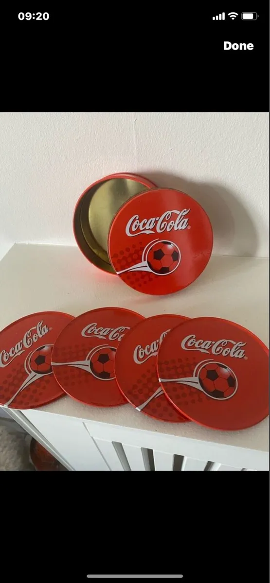 Coca Cola Football Coaster Set (4) - Image 1