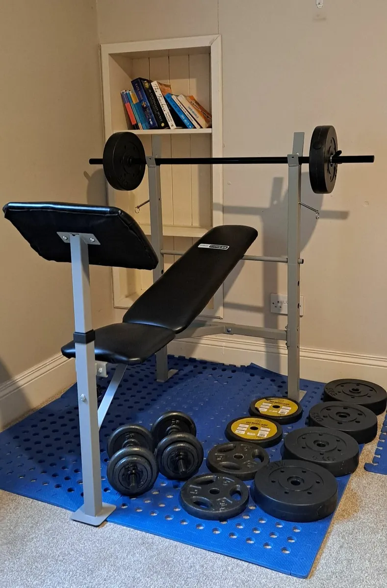 Pro Fitness Bench with 50kg weights and dumbells - Image 1