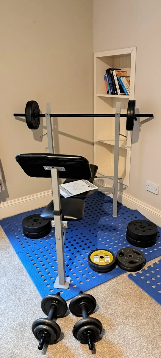 Pro Fitness Bench with 50kg weights and dumbells - Image 2