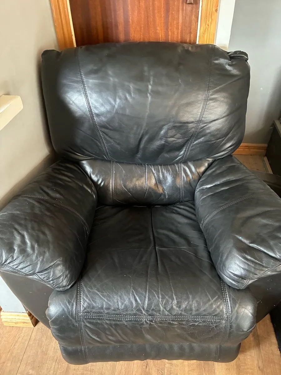 Black Italian leather arm chair