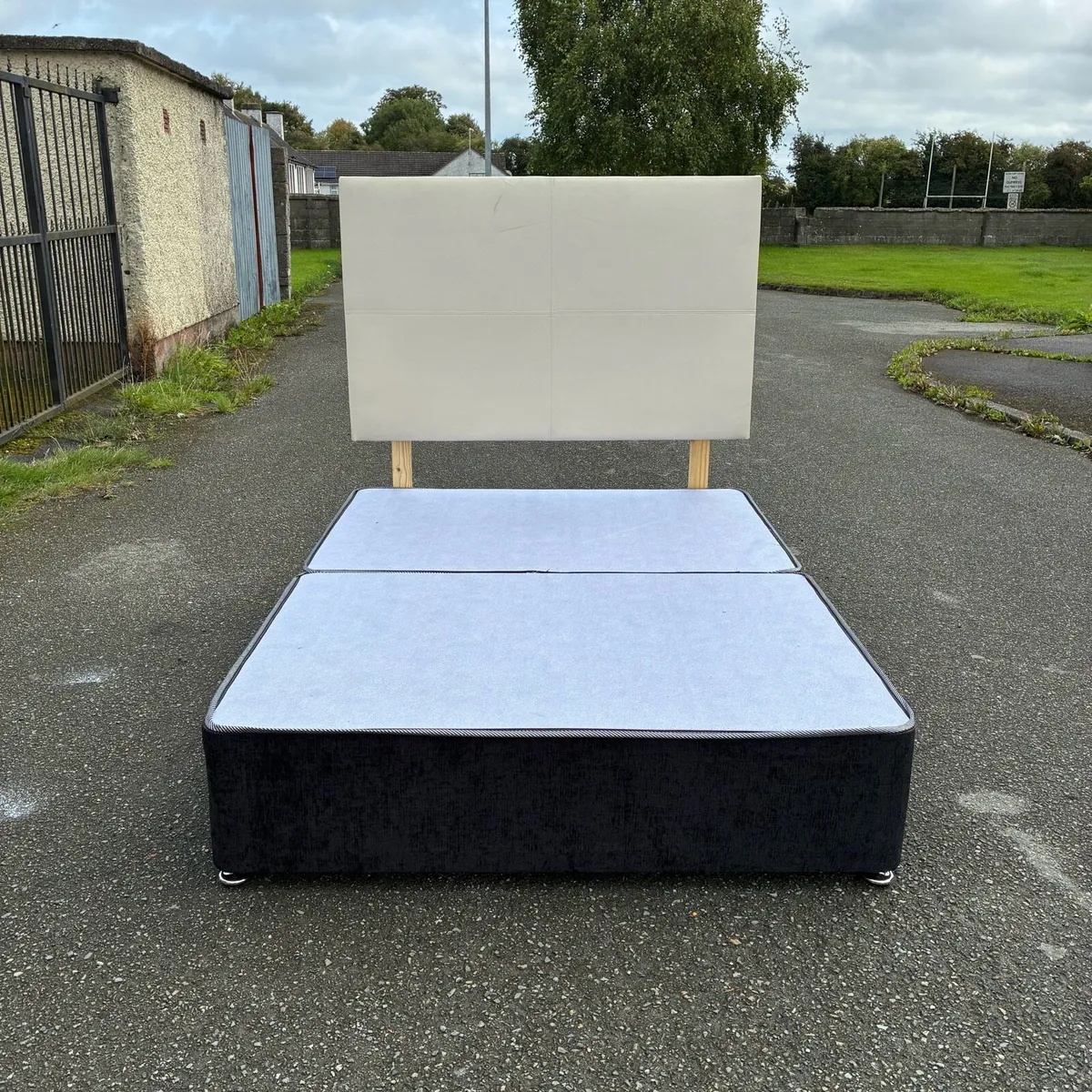 Double Bed with Tall Leather Headboard - Image 2