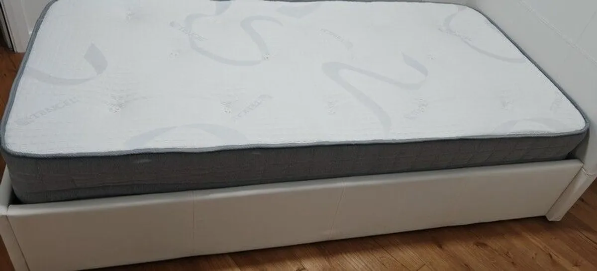 leather single bed with mattress - Image 4
