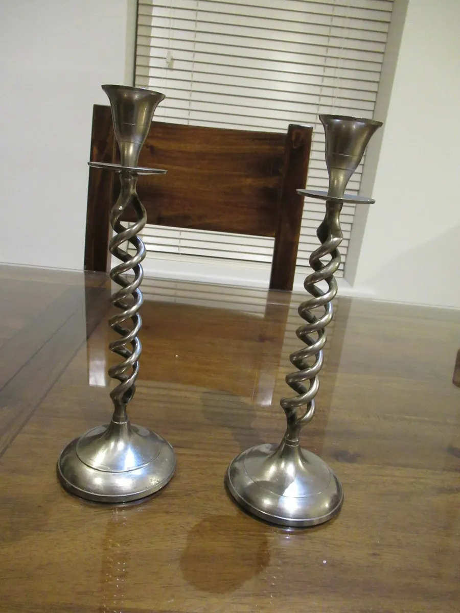 antique vintage candle stick holders silver - Image 4