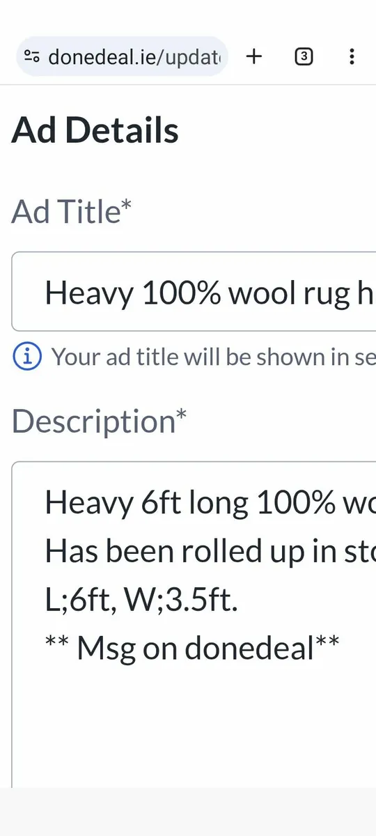 Heavy 100% wool  rug hand knotted - Image 3