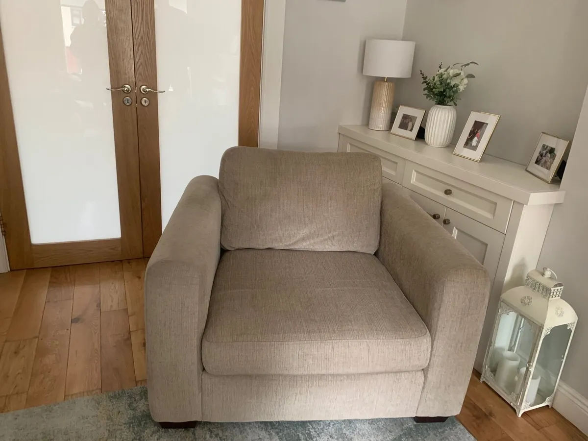 Beige cuddle chair for sale - Image 1
