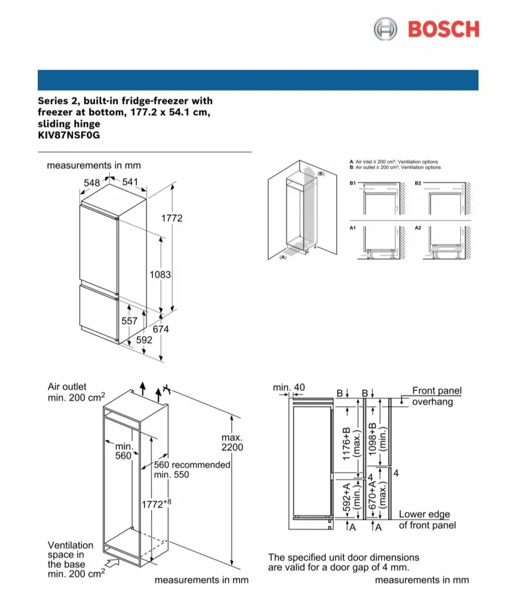 Bosch build in fridge freezer - Image 3