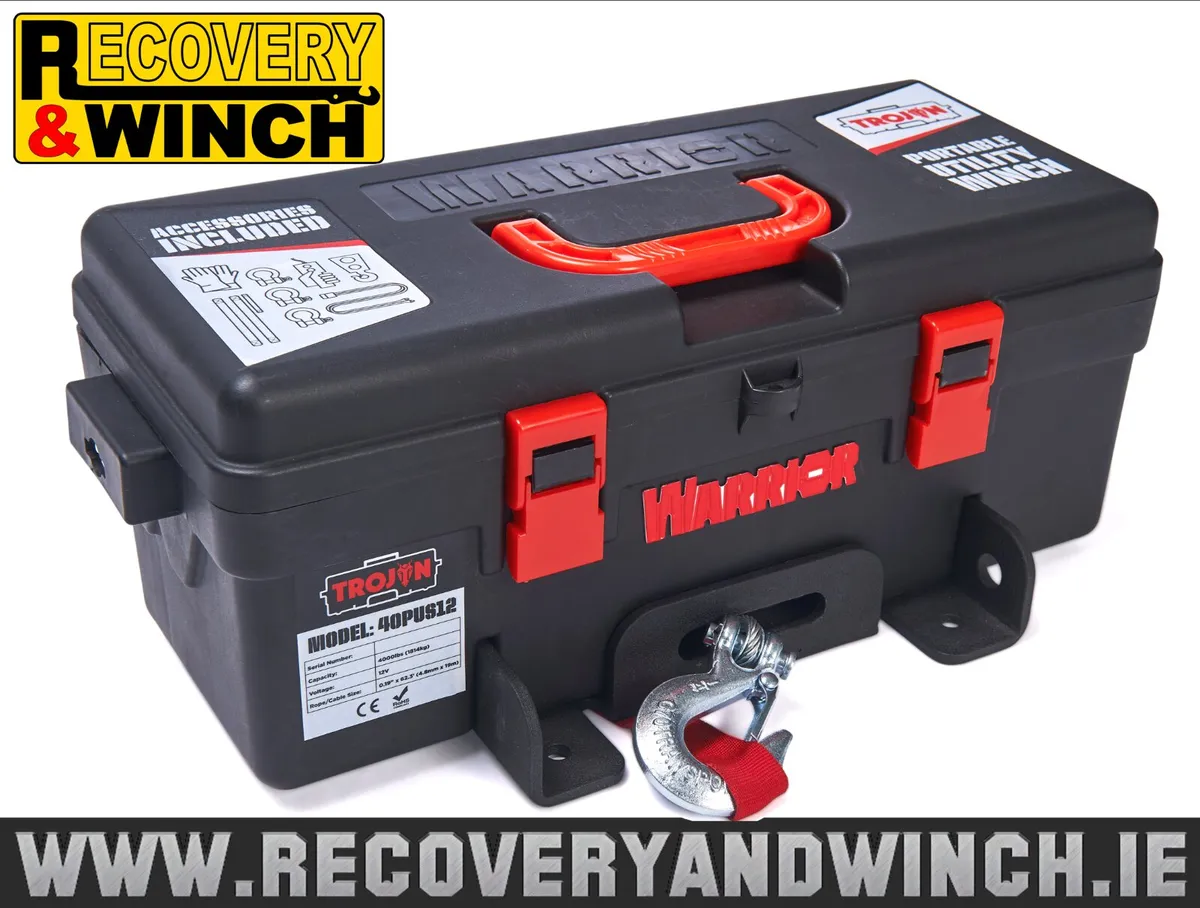 Warrior 4000LB Synthetic Rope Portable Winch 🔴 - Image 1