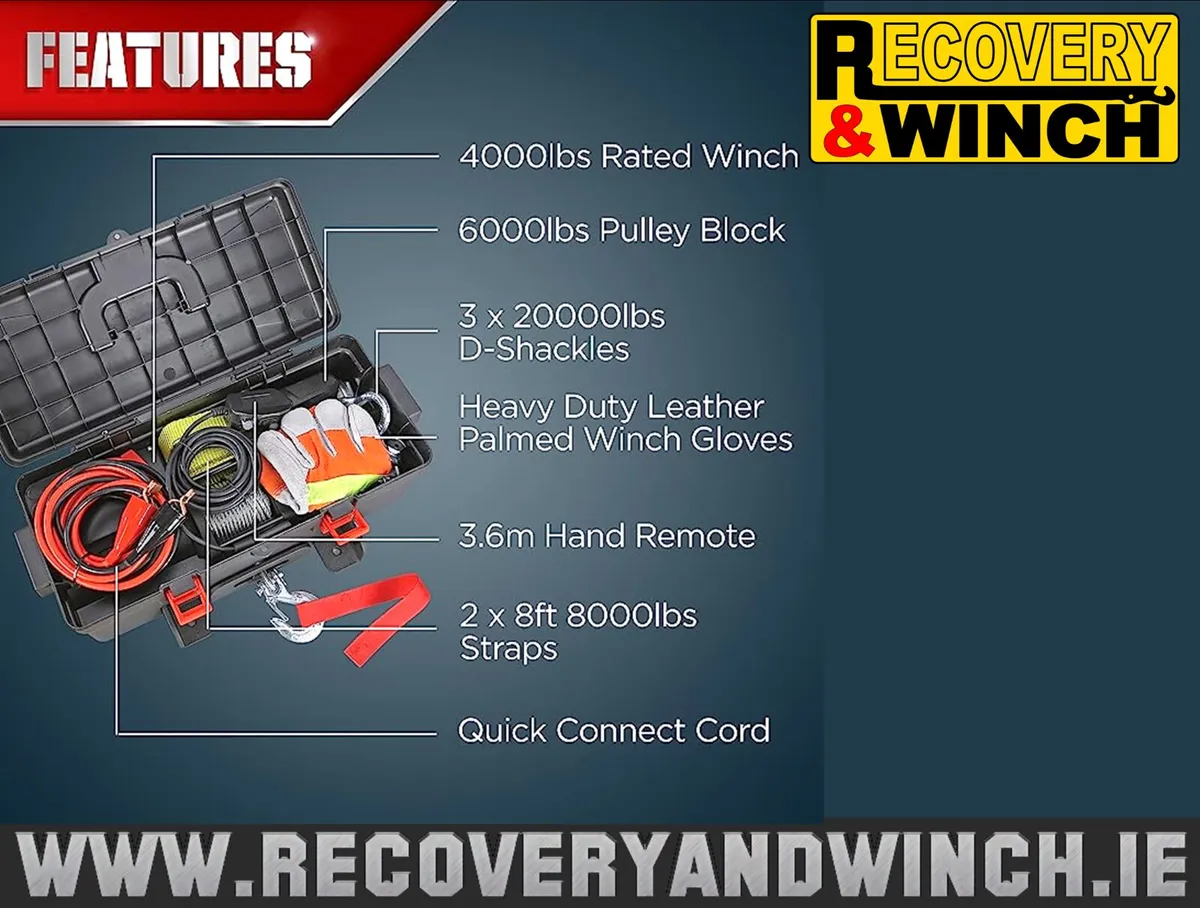 Warrior 4000LB Synthetic Rope Portable Winch 🔴 - Image 4