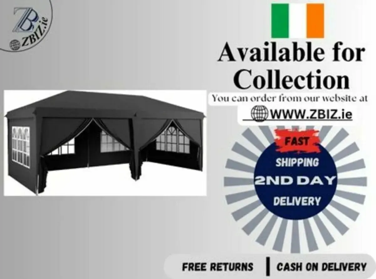 Gazebo 3x6m Outdoor Pop-Up Tent with Windows - Image 1