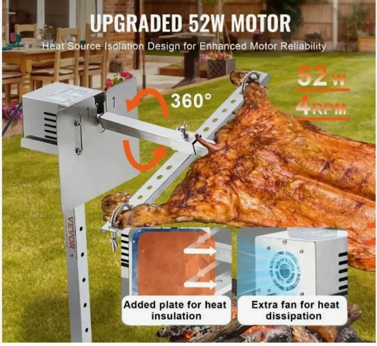 116.8 cm Electric BBQ Rotisserie Grill Kit - Image 3