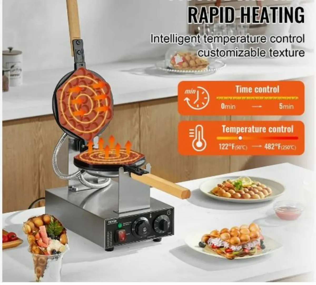 Commercial Bubble Waffle Maker Egg - Image 2
