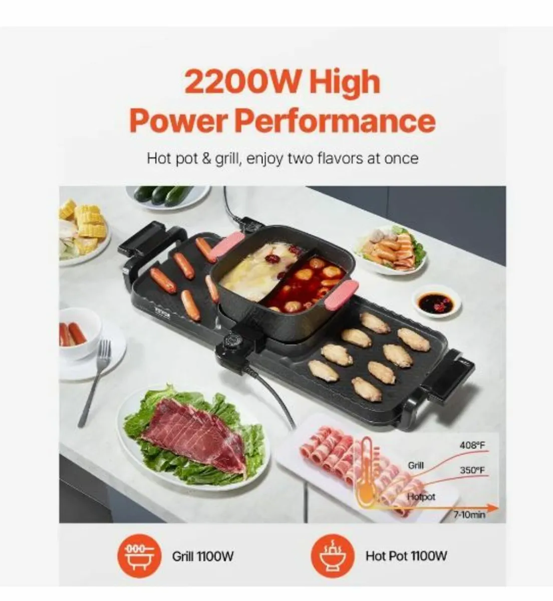 Hot Pot with Grill 2300W 2-in-1 Electric - Image 3