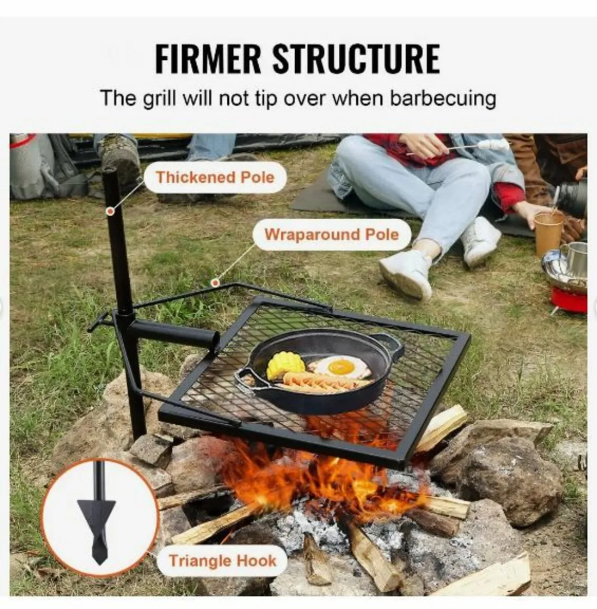 Swivel Campfire Grill Heavy Duty Steel - Image 2