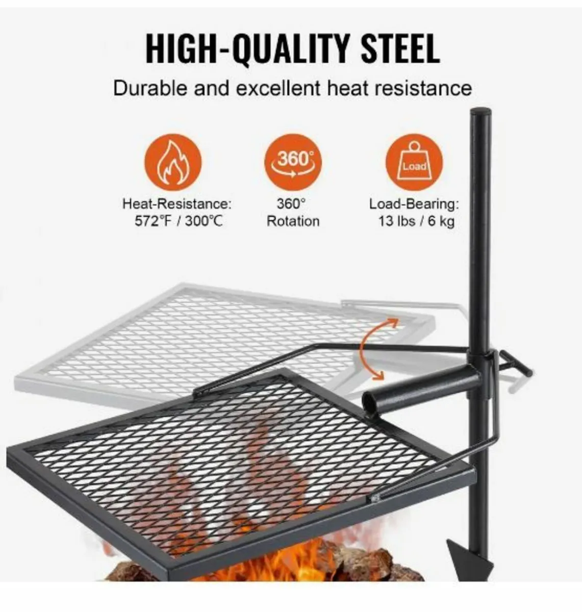 Swivel Campfire Grill Heavy Duty Steel - Image 4