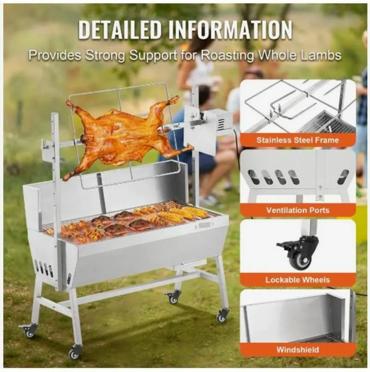 Roaster Spit Rotisserie BBQ Grill Pig Lamb Chicken - Image 4