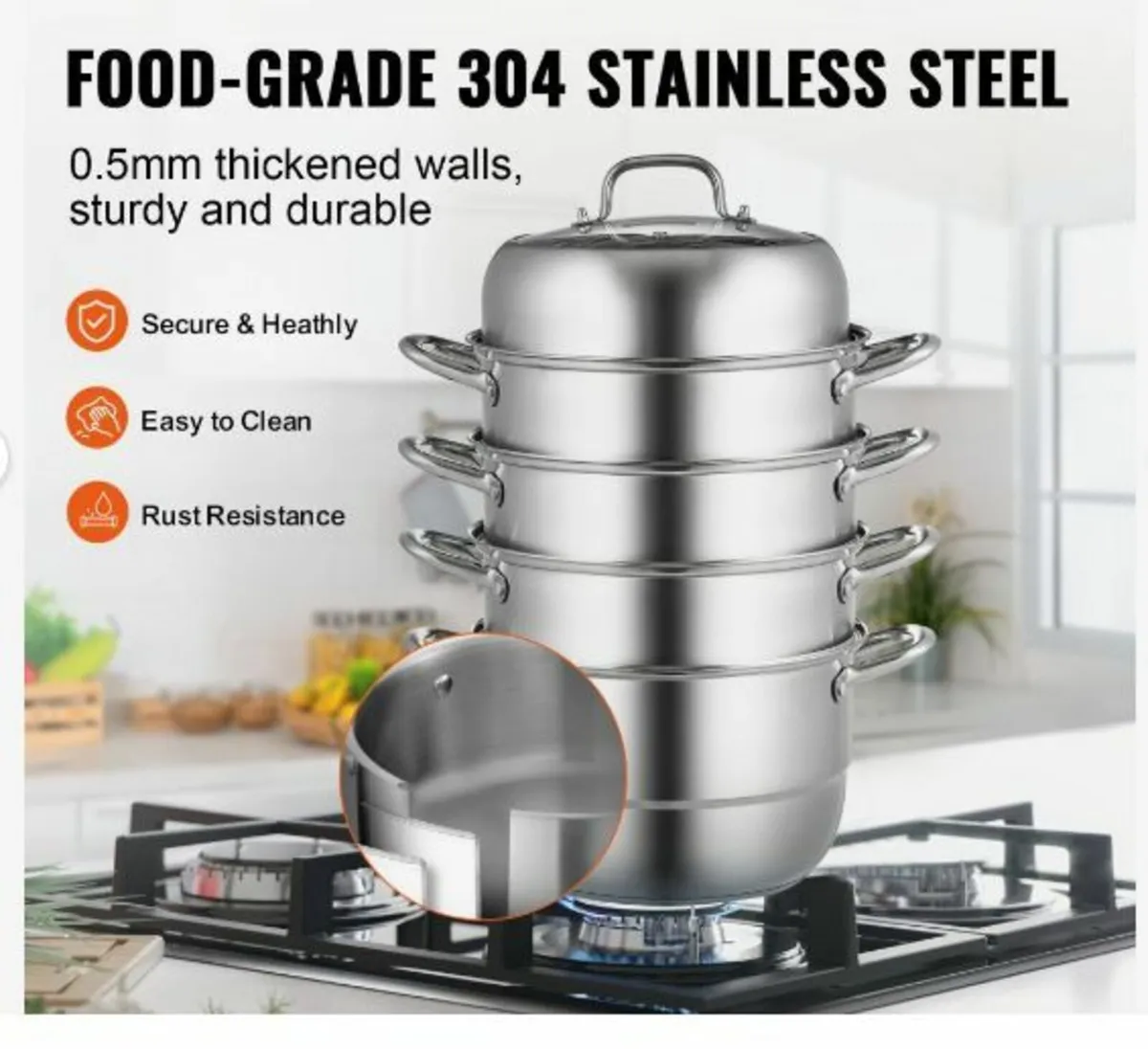 Dumpling Steamer Stainless Steel 5 Titer - Image 2