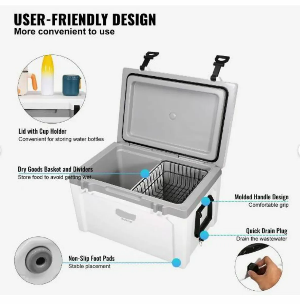 Insulated Portable Cooler, 52 qt, Holds 50 Cans - Image 3