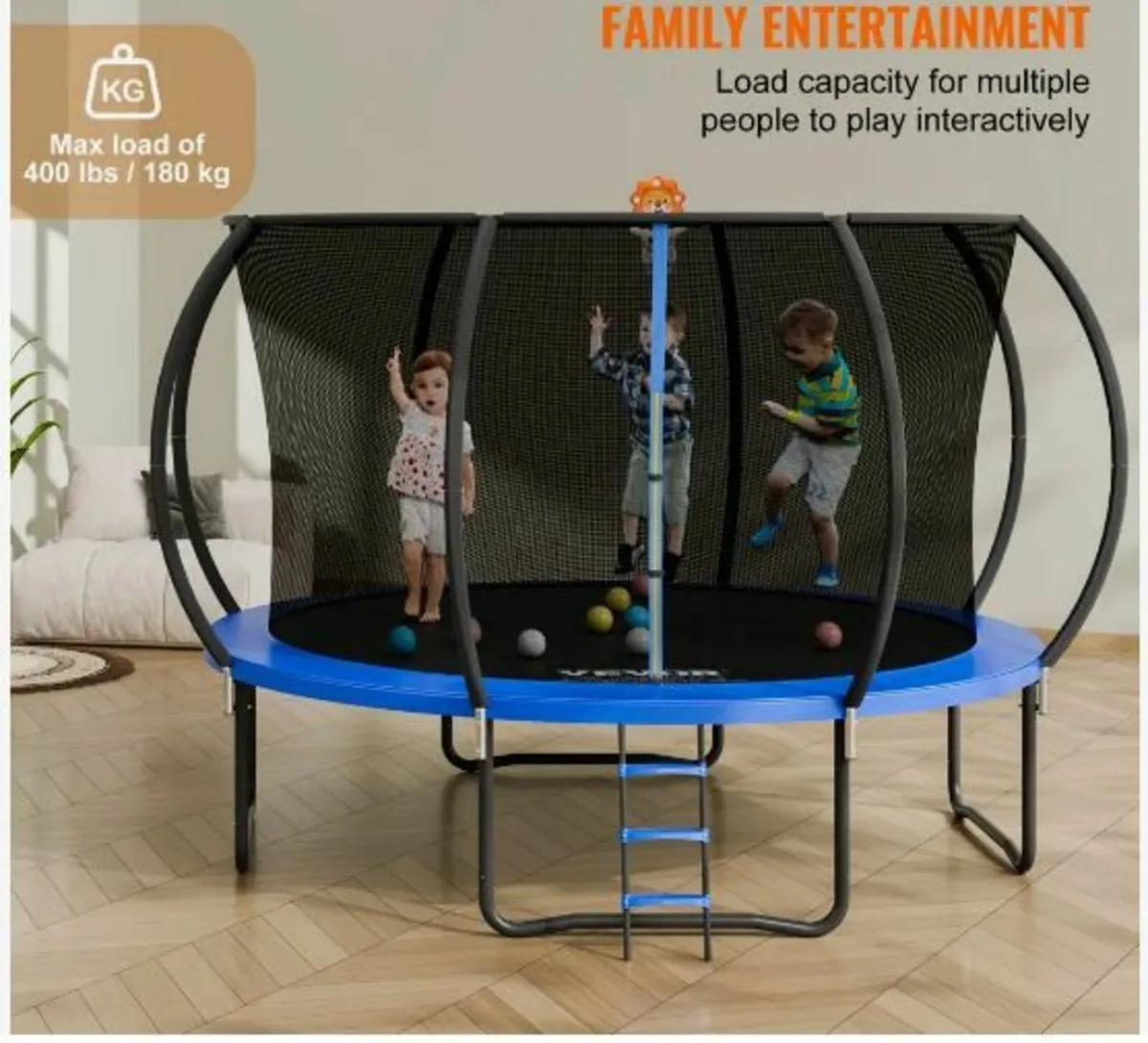 12FT Outdoor Recreational Trampoline for Kids - Image 3