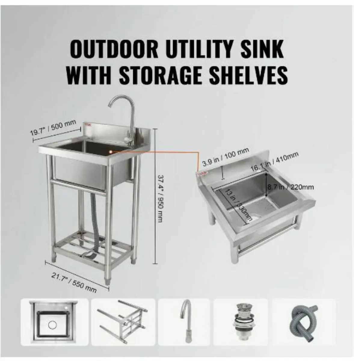 Stainless Steel Utility Sink - Image 1