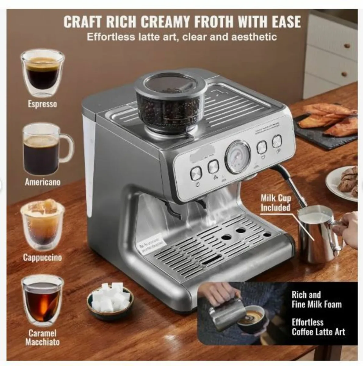 Espresso Machine with Grinder 15 Bar - Image 3