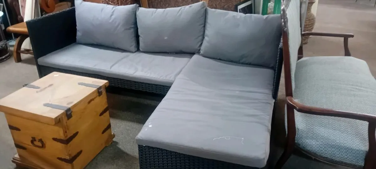 Faux Rattan Conservatory Corner Sofa