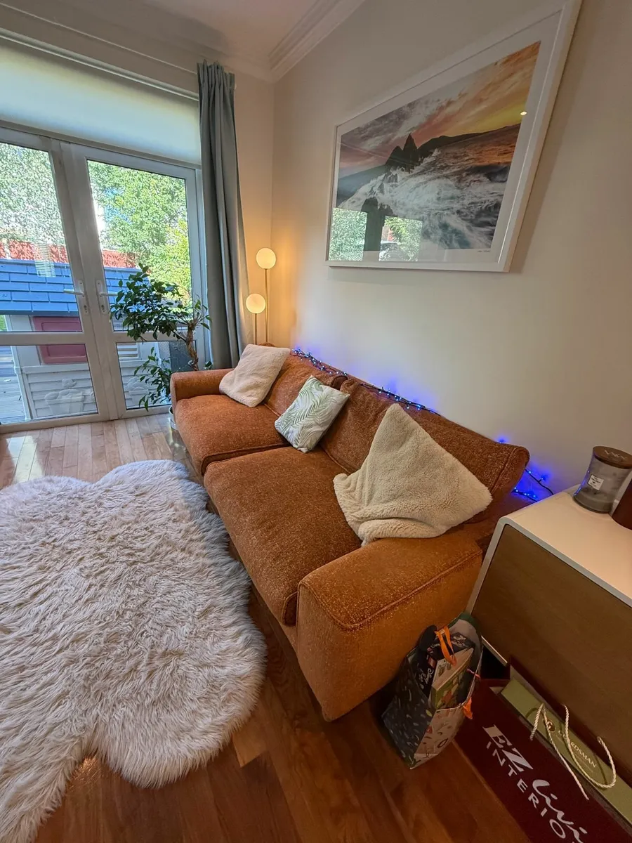 Orange Fabric Sofa - Image 2