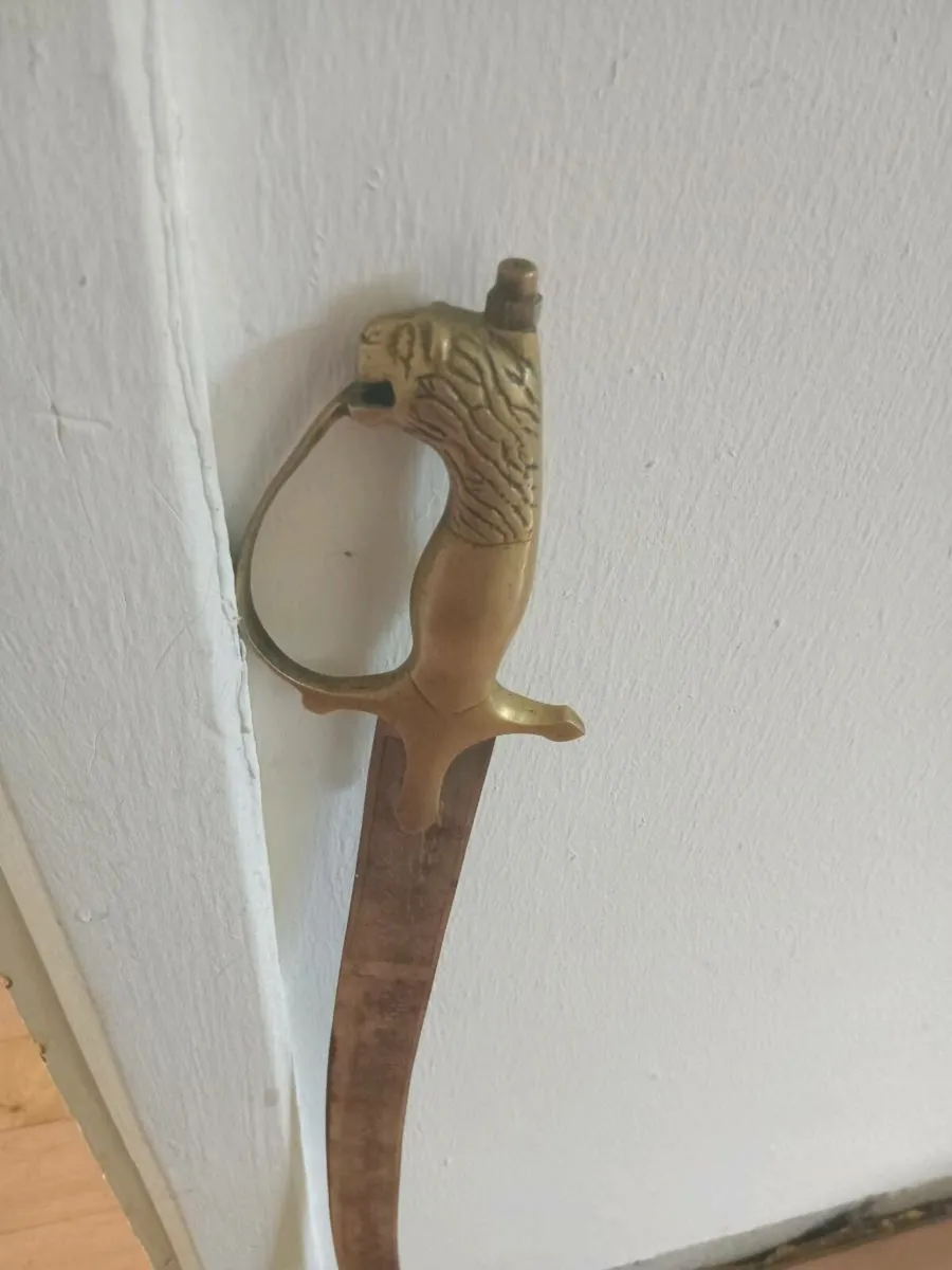 vintage  sword brass lion head 33 inches - Image 1