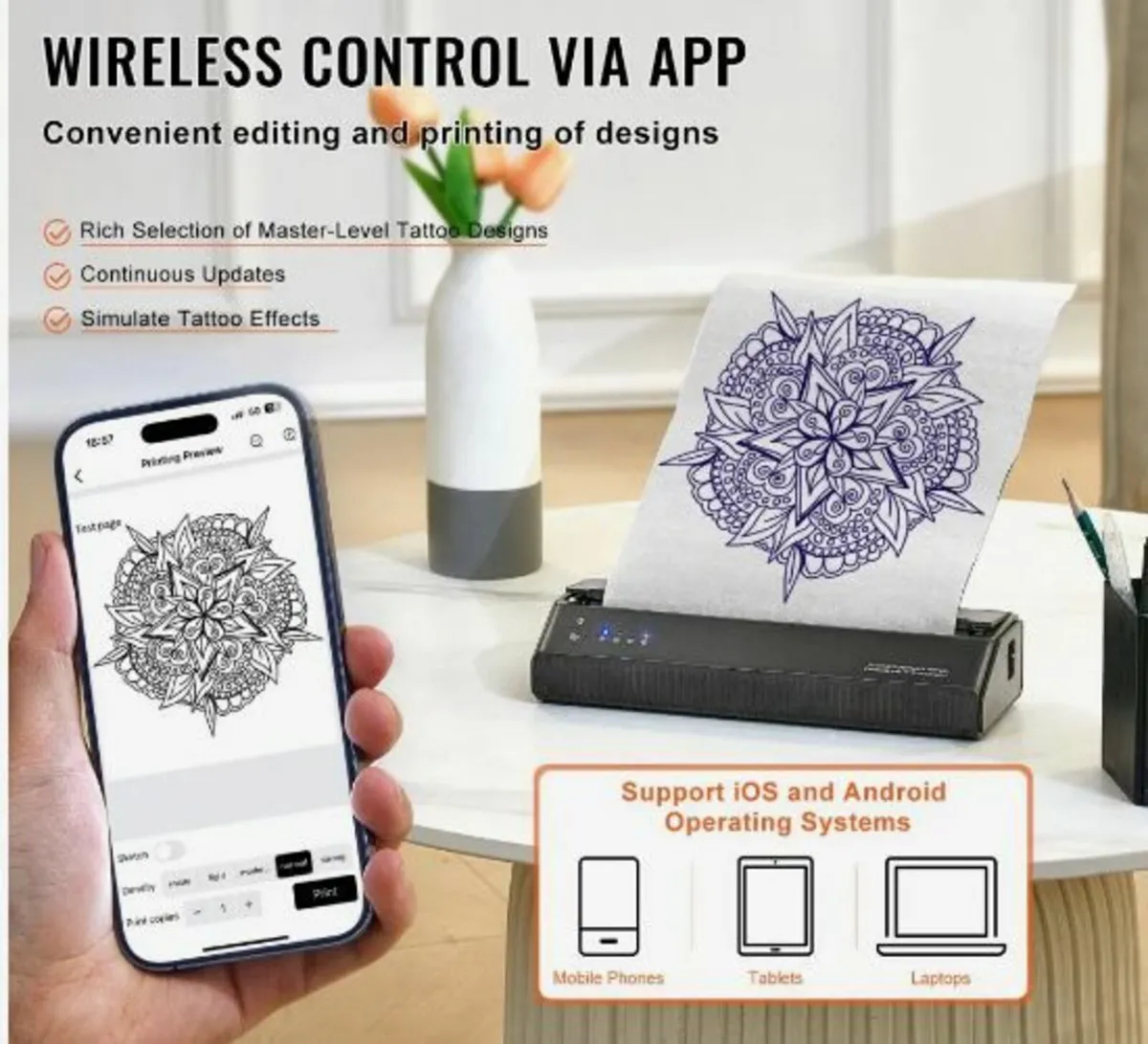 Tattoo Transfer Stencil Printer, Wireless Bluetoot - Image 3