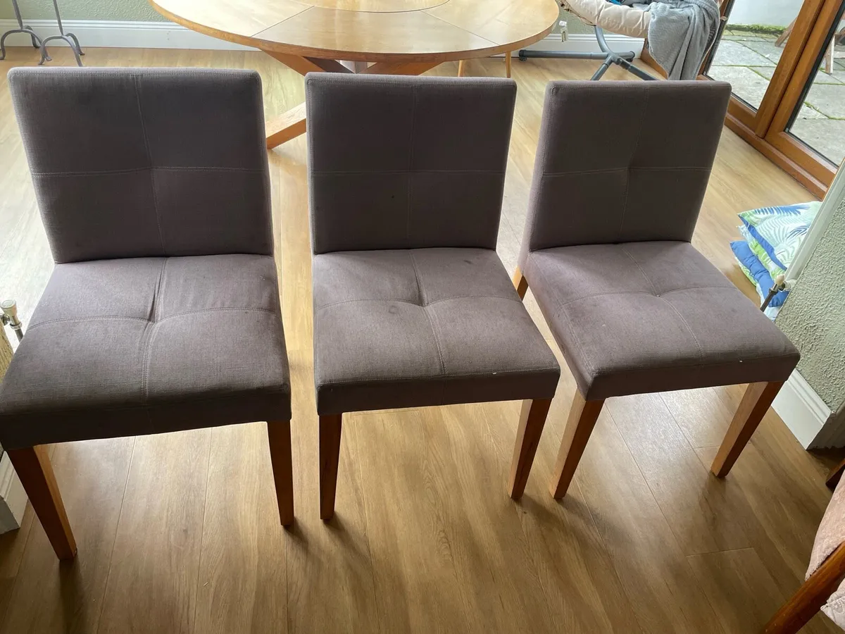 6 dining chairs- green fabric - Image 3