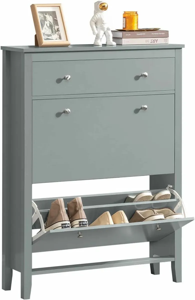 Shoe Cabinet with Drawers Tall Shoe Storage Cupboa - Image 4
