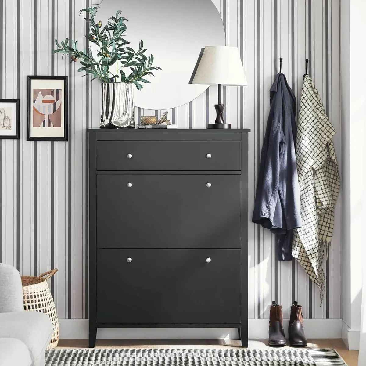 Shoe Cabinet with Drawers Tall Shoe Storage Cupboa - Image 1