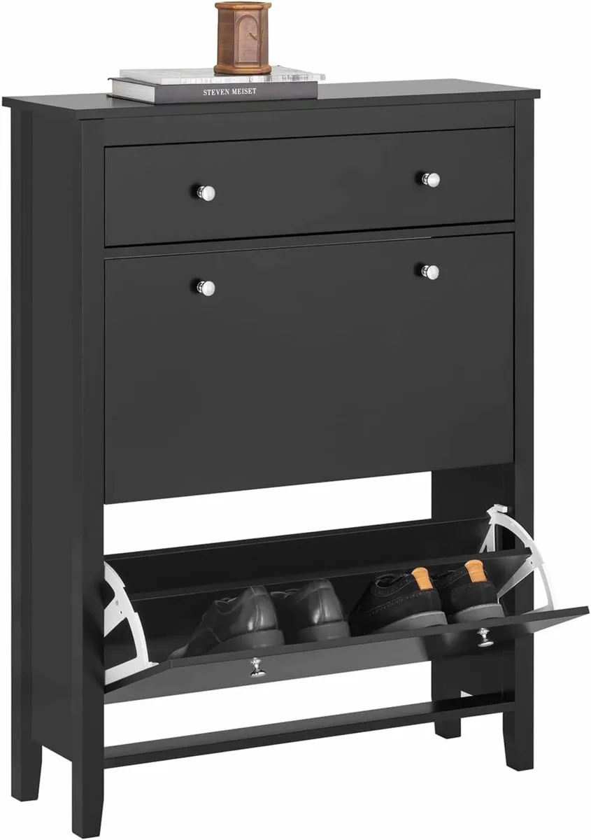 Shoe Cabinet with Drawers Tall Shoe Storage Cupboa - Image 2