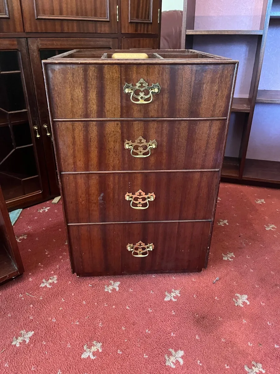 Mahogany shelves and desk pedestal - Image 1