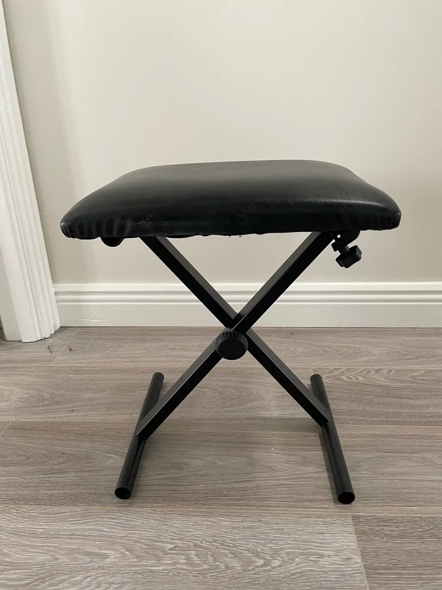 Foldable Keyboard Stool Padded Seat X Framed Chair - Image 1