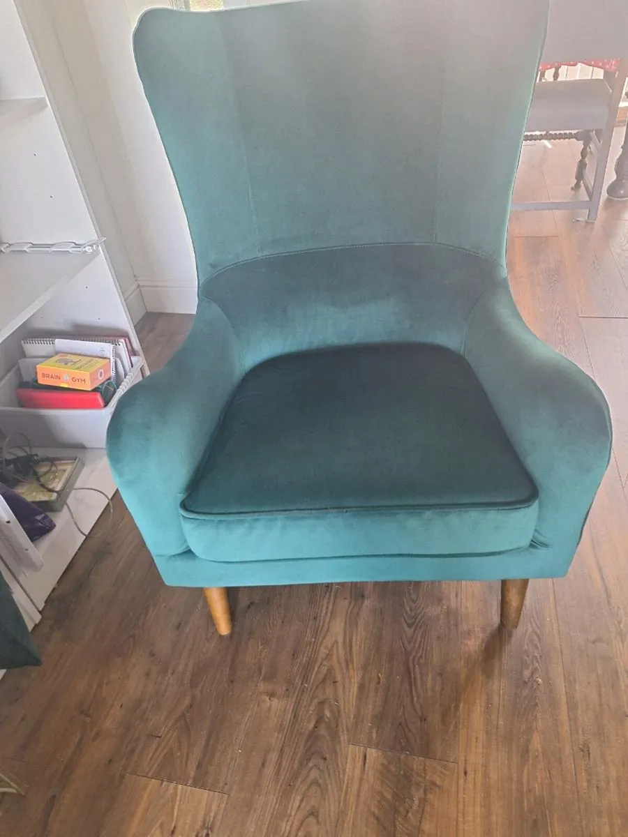Green Velvet Armchair - Image 1