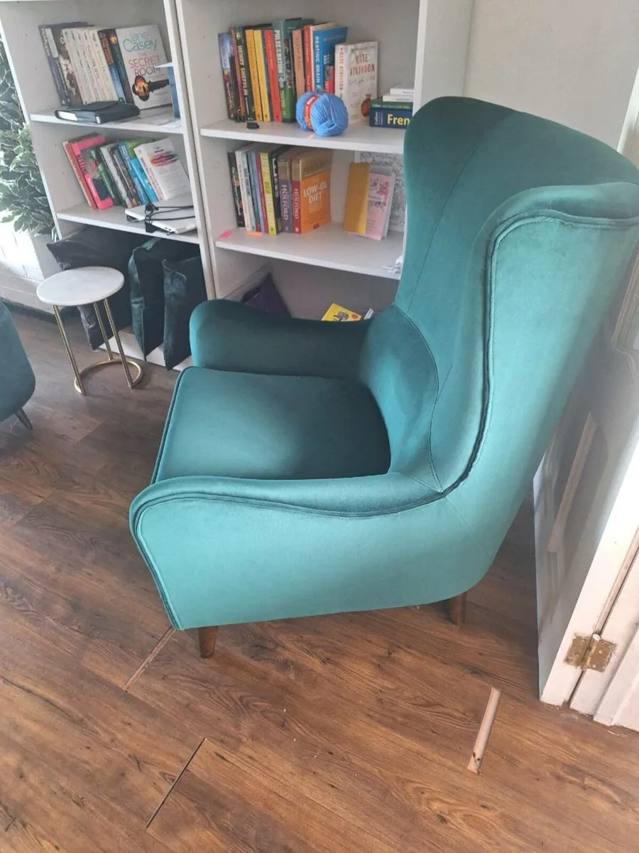 Green Velvet Armchair - Image 4