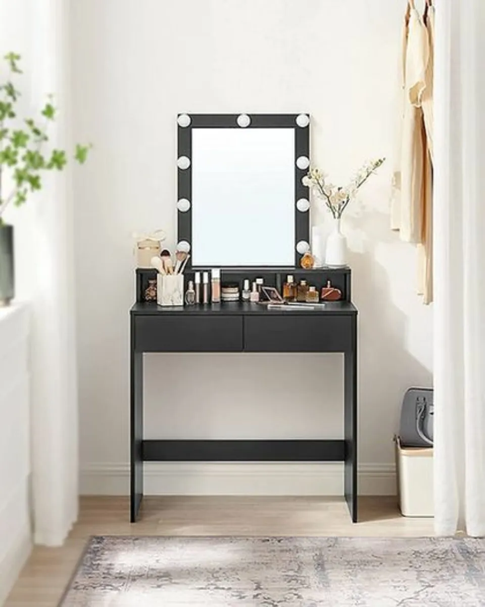Dressing Table with Mirror and Light Bulbs - Image 2