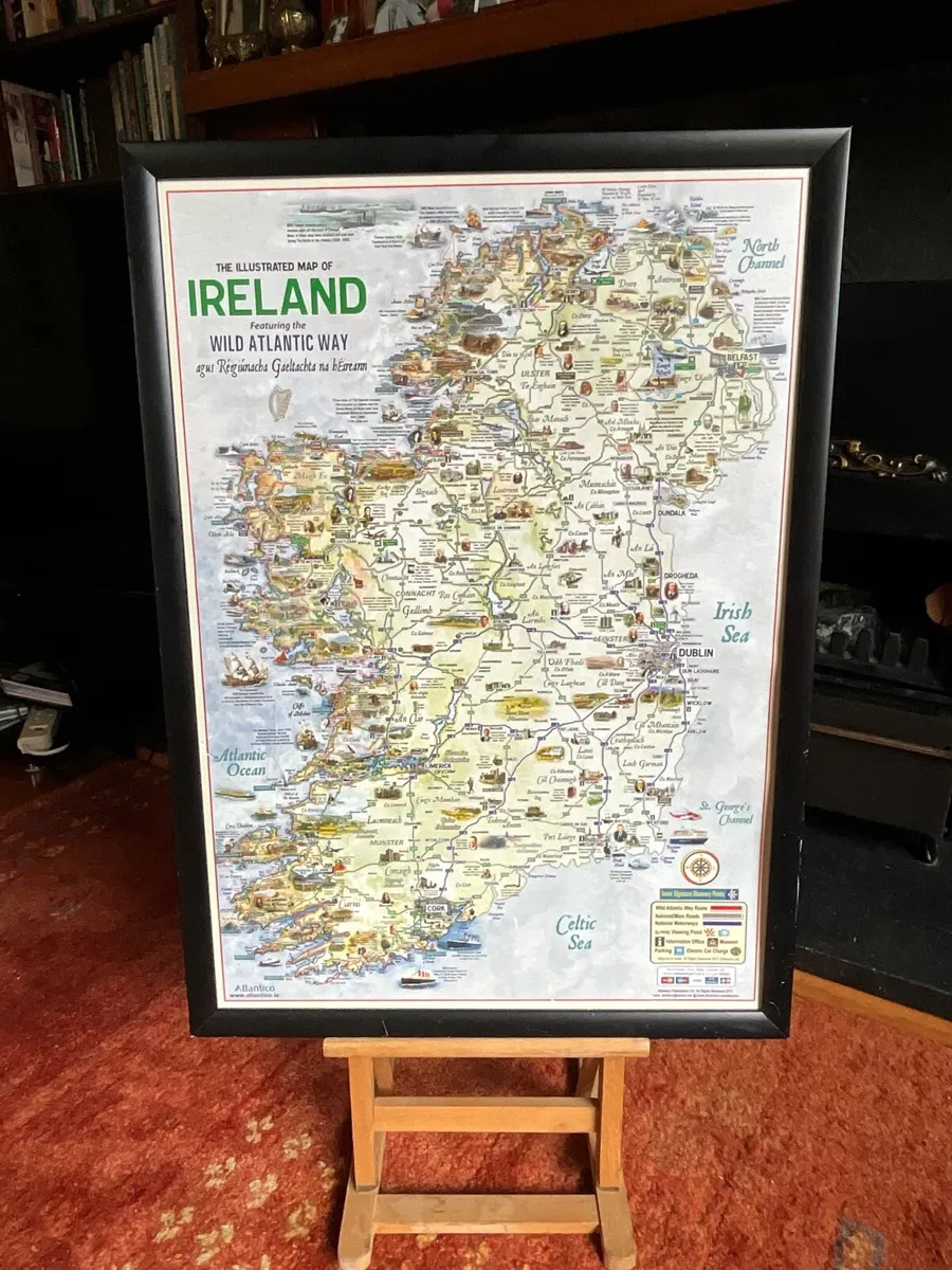 Framed Map of Ireland, Showing Wild Atlantic Way - Image 3