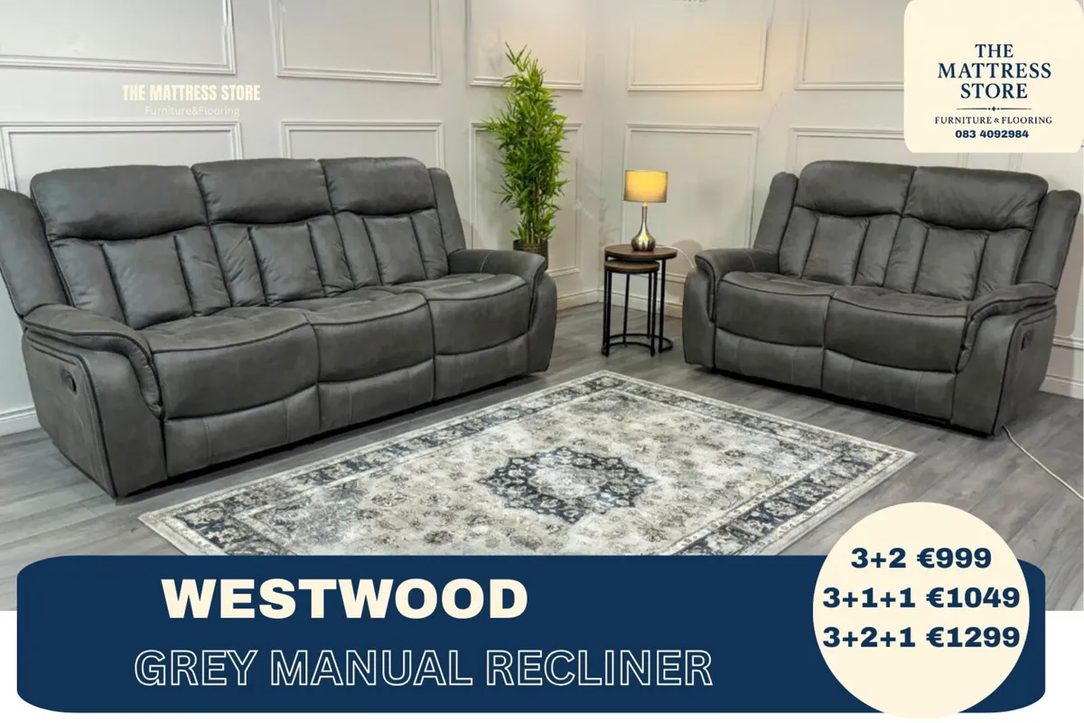 New 3+2 Grey westwood manual recliner - Image 1