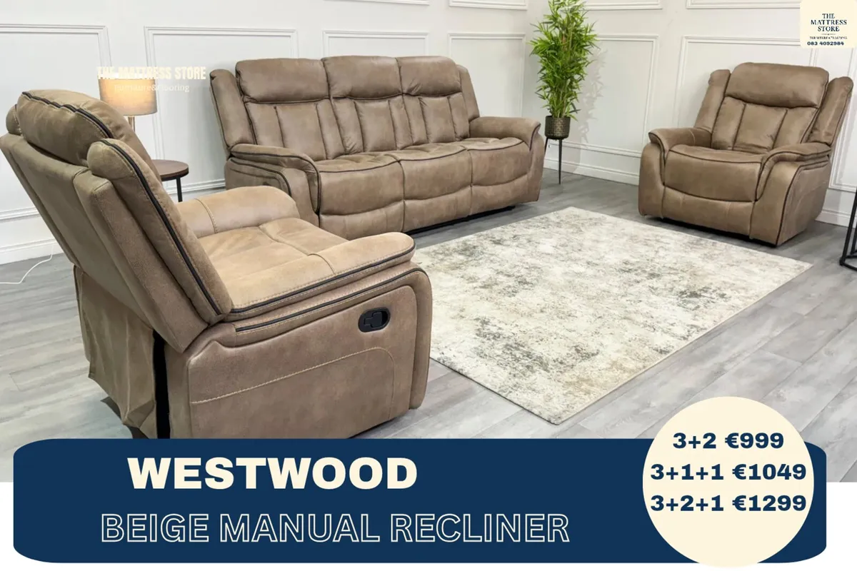 New 3+2 Grey westwood manual recliner - Image 3