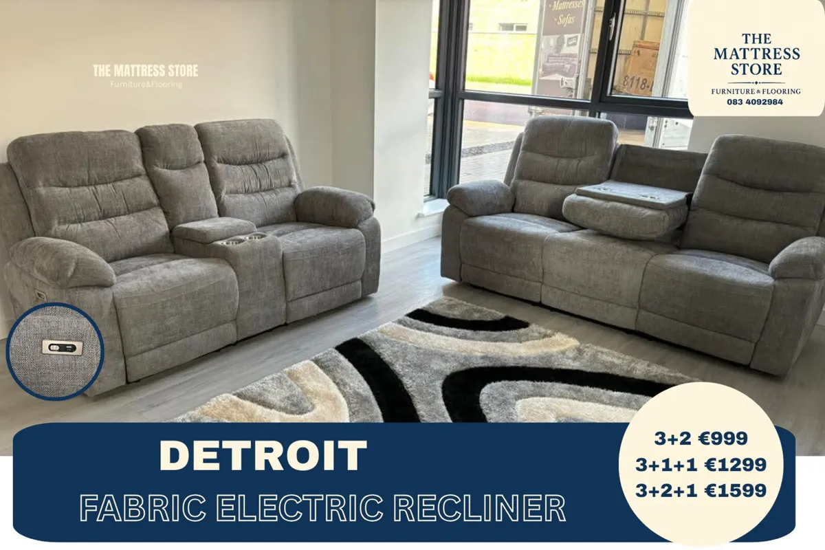 NEW 3+2 Black leather Electric Recliner sofa - Image 4