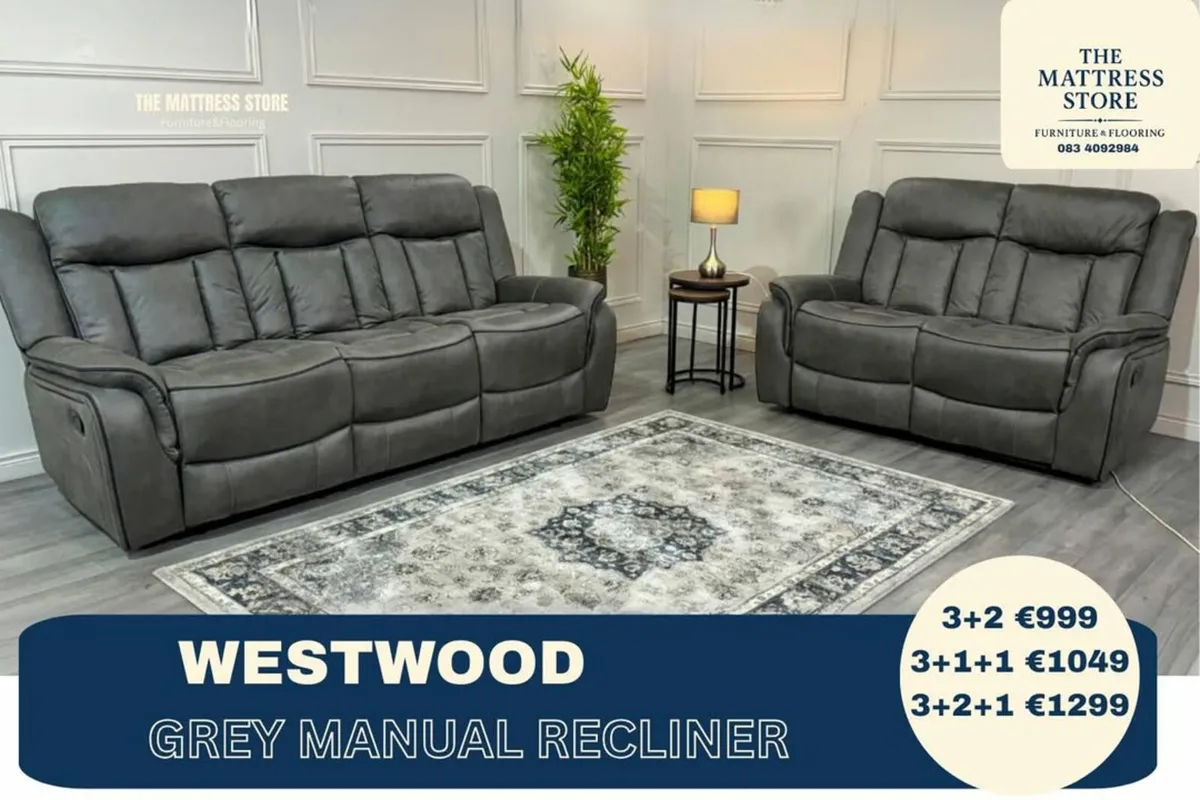New 3+2 Sand manual recliner sofa - Image 4