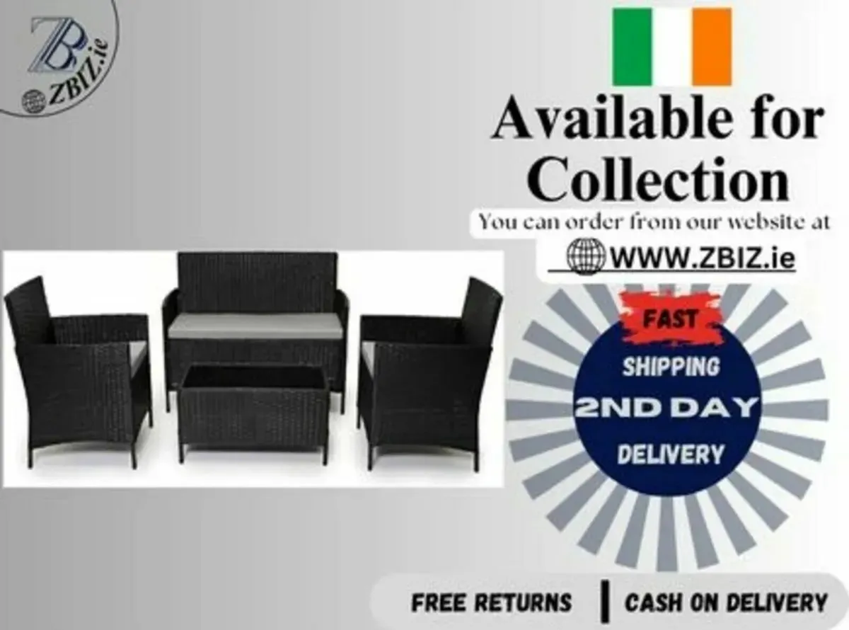Rattan Chair 4pc Garden Furniture Set with Table - Image 1